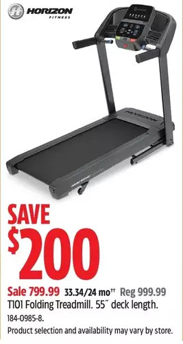 Canadian Tire Horizon t101 folding treadmill offer