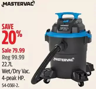 Canadian Tire Mastervac 22.7l wet/dry vac offer