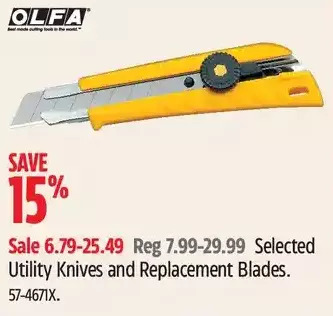 Canadian Tire Olfa utility knives and replacement blades offer