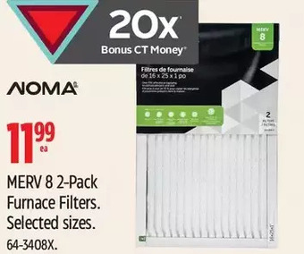 Canadian Tire Noma merv 8 2-pack furnace filters offer