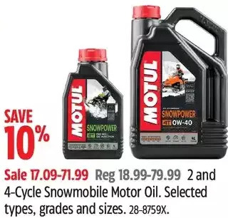 Canadian Tire Motul 2 and 4-cycle snowmobile motor oil offer