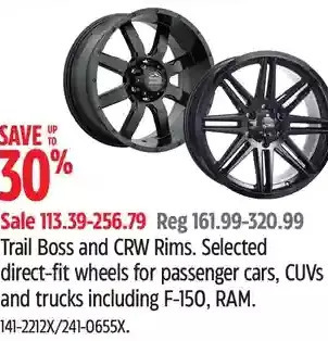 Canadian Tire Trail boss and crw rims offer