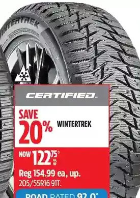 Canadian Tire Certified wintertrek tires offer