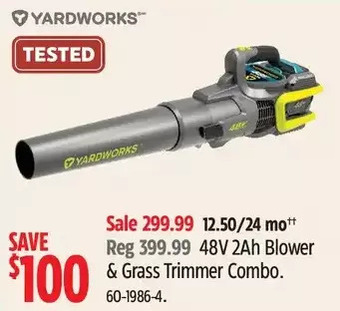 Canadian Tire Yardworks 48v 2ah blower & grass trimmer combo offer