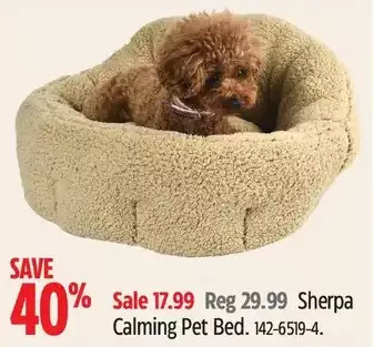 Canadian Tire Sherpa calming pet bed offer
