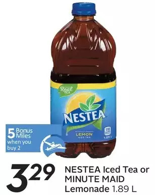 Sobeys Nestea iced tea or minute maid lemonade offer