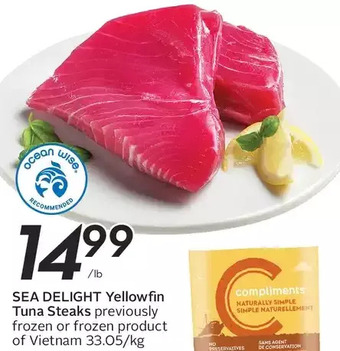 Sobeys Sea delight yellowfin tuna steaks offer