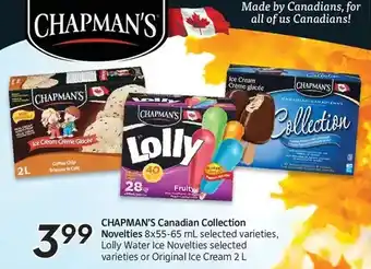 Sobeys Chapman's canadian collection novelties, lolly water ice novelties or original ice cream offer