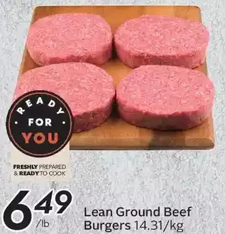 Sobeys Lean ground beef burgers offer