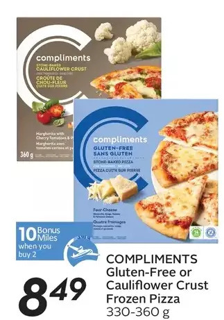Sobeys Compliments gluten-free or cauliflower crust frozen pizza offer