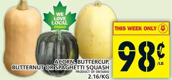 Food Basics Acorn, buttercup, butternut or spaghetti squash offer
