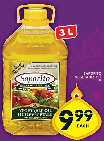 Food Basics Saporito vegetable oil offer