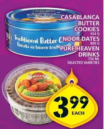 Food Basics Casablanca butter cookies | noor dates | pure heaven drinks offer