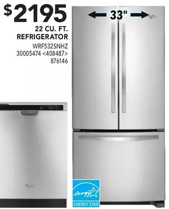 Lowe's Whirlpool 22 cu. ft. refrigerator offer