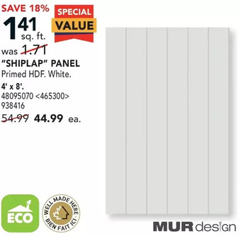 Lowe's Mur design "shiplap" panel offer