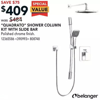 RONA Belanger "quadrato" shower column kit with slide bar offer
