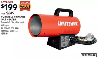 RONA Craftsman portable propane gas heater offer