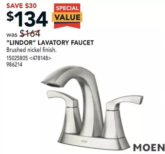RONA Moen "lindor" lavatory faucet offer