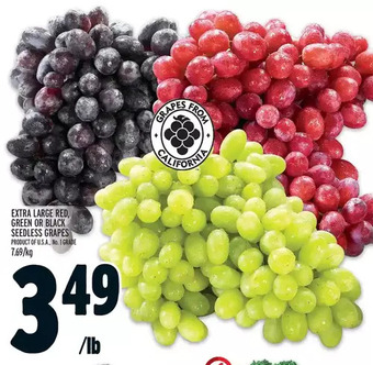 Metro Extra large red, green or black seedless grapes offer