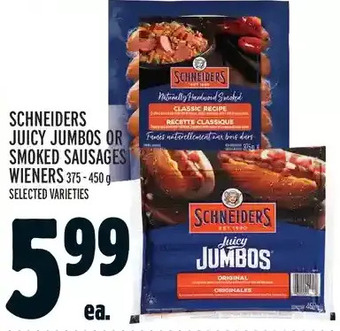 Metro Schneiders juicy jumbos or smoked sausages wieners offer