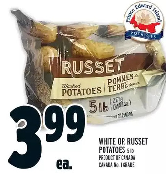 Metro White or russet potatoes offer