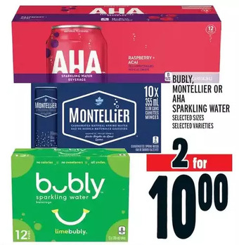 Metro Bubly, montellier or aha sparkling water offer