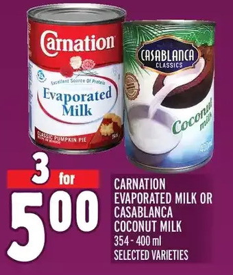 Metro Carnation evaporated milk or casablanca coconut milk offer