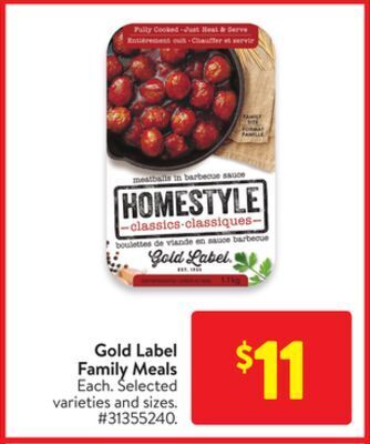 Walmart Gold label family meals offer
