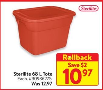 Walmart Sterilite 68 l tote offer