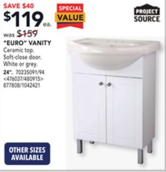 Lowe's Project source "euro" vanity 24" offer