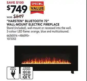 Lowe's Napoleon "harsten" bluetooth 72" wall-mount electric fireplace offer