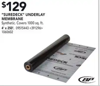 Lowe's Bp "suredeck" underlay membrane 4' x 250' offer