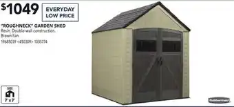 Lowe's Rubbermaid "roughneck" garden shed 7' x 7' offer