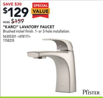 Lowe's Pfister "karci" lavatory faucet offer