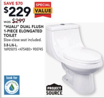 Lowe's Project source "huali" dual flush 1-piece elongated toilet offer
