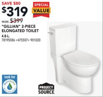 Lowe's Project source "gillian" 2-piece elongated toilet offer