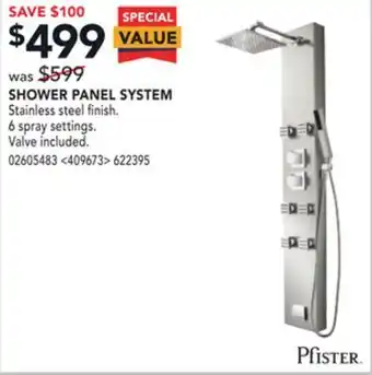 Lowe's Pfister shower panel system offer