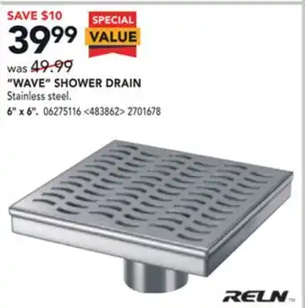 Lowe's Reln "wave" shower drain 6" x 6" offer