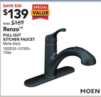 Lowe's Moen renzo pull-out kitchen faucet offer