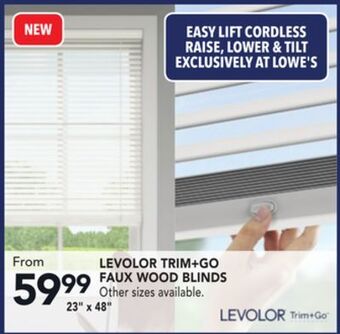 Lowe's Levolor trim+go faux wood blinds 23" x 48" offer