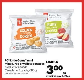 Real Canadian Superstore Pc® little gems™ mini mixed, red or yellow potatoes, 680 g offer