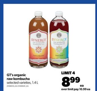 Real Canadian Superstore Gt's organic raw kombucha, 1.4 l offer