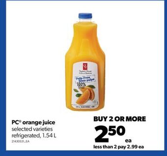 Real Canadian Superstore Pc® orange juice, 1.54 l offer