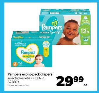 Real Canadian Superstore Pampers econo pack diapers, size n-7, 62-180's offer