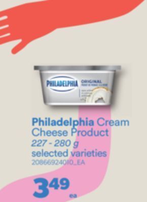 Real Canadian Superstore Philadelphia cream cheese product, 227 - 280 g offer