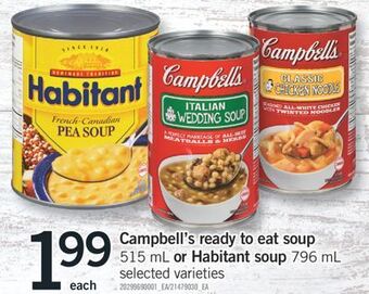 Fortinos Campbell's ready to eat soup, 515 ml or habitant soup, 796 ml offer