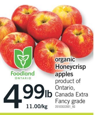 Fortinos Organic honeycrisp apples offer