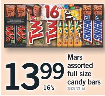 Fortinos Mars assorted full size candy bars, 16's offer
