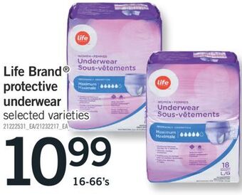 Fortinos Life brand® protective underwear, 16-66's offer