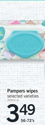 Fortinos Pampers wipes, 56-72's offer